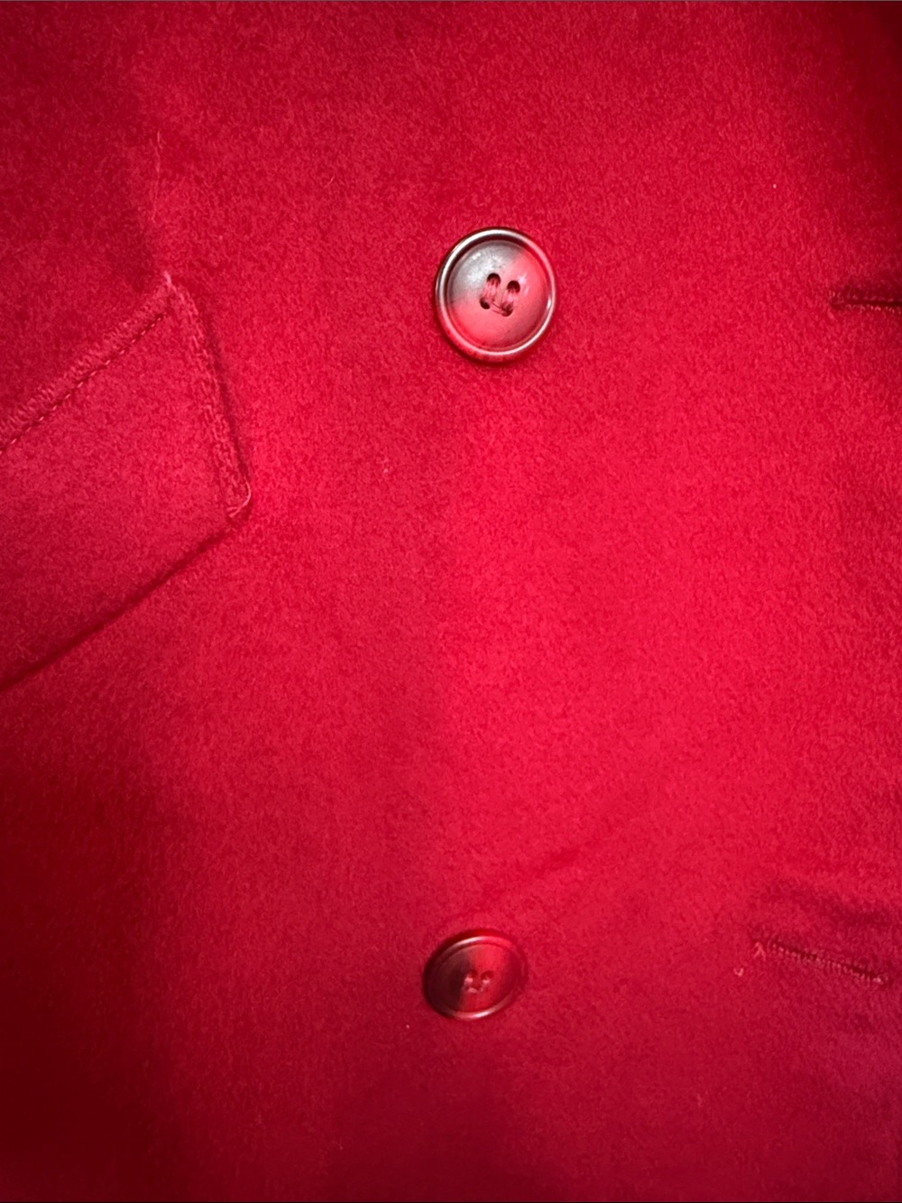 Women's Wool Red Double-Breasted Trench Coat by Collection - Picture 9 of 13